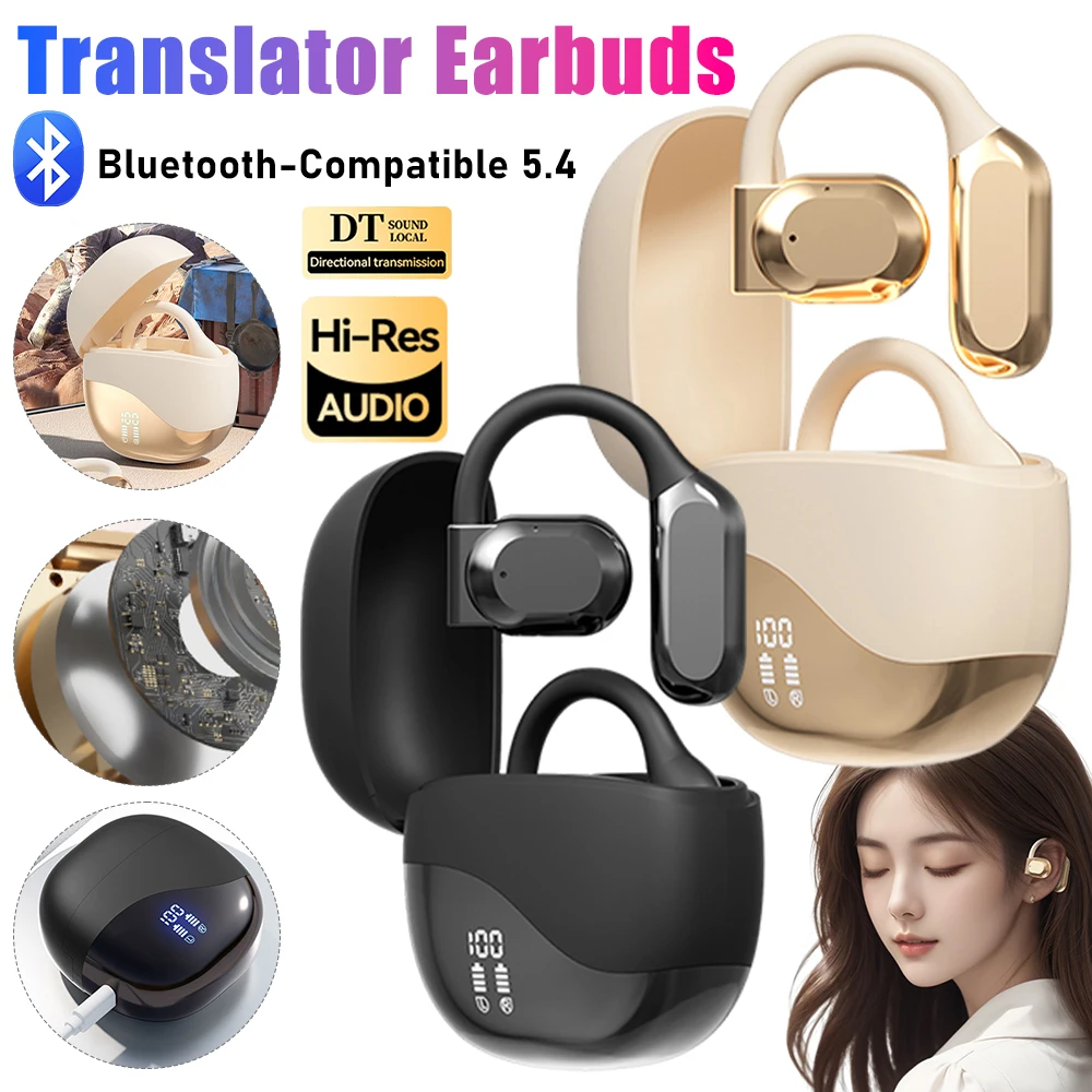 M62 M70 Translator Earbuds Real Time ﻿Language Translation Earphone Noise Cancelling Over Ear Headphones Wireless Hanging Earbud