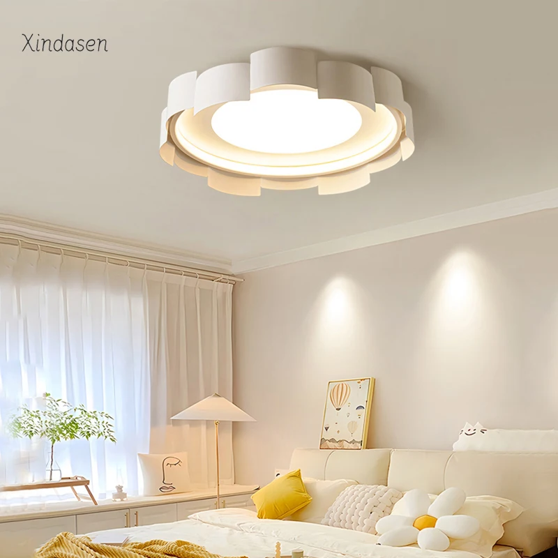 

Simple Modern Led Ceiling Chandelier For Kids Room Girl Princess Flower Petal Ceiling Lamp Dimmable Living Bedroom Ceiling Light