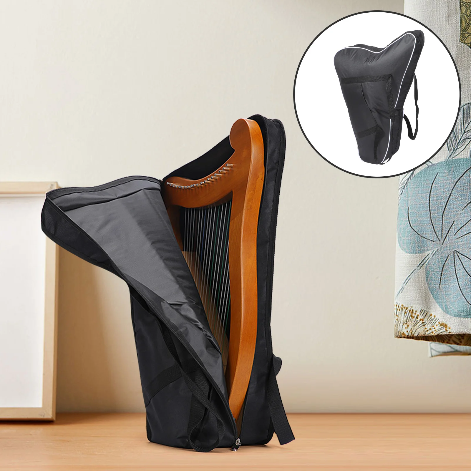 

Lyre Harp Carrying Case Portable Lightweight Thickened Oxford Cloth Storage Bag Scratch Protection for Instrument