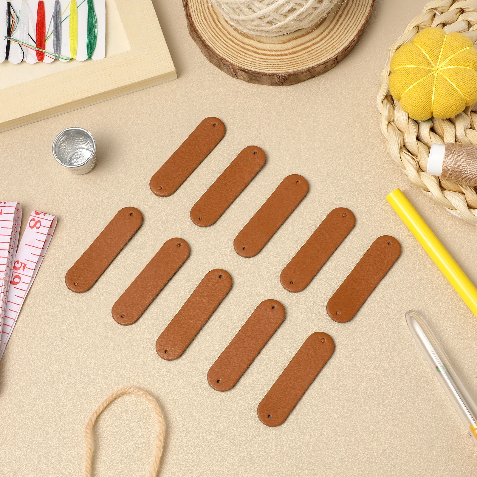 

100Pcs DIY Clothing Label PU Tag for Handmade Sewing Craft Bag Wallet Jacket Customization Tag