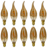 10Pcs/Set Filament Bulb Vintage Brown E14 LED Flame 220V Candle Lamp 4W LED Bulbs Flickering Light for Bar Pub Home Decoration