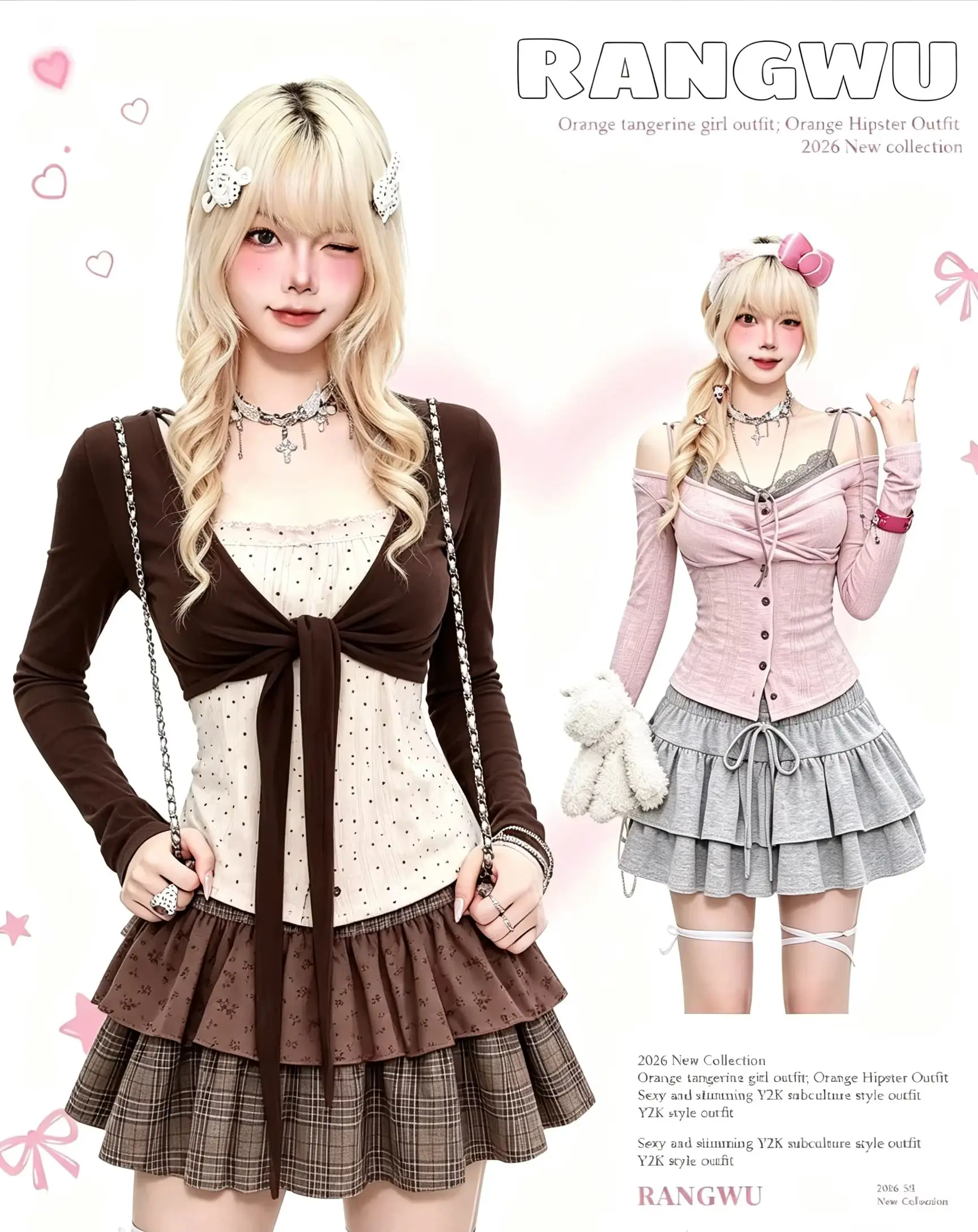 Y2K American Vintage Women Two Piece Suits Crop Blouse Mini Skirt Korean Fashion Street Chic Hot Matching Outfit Sets