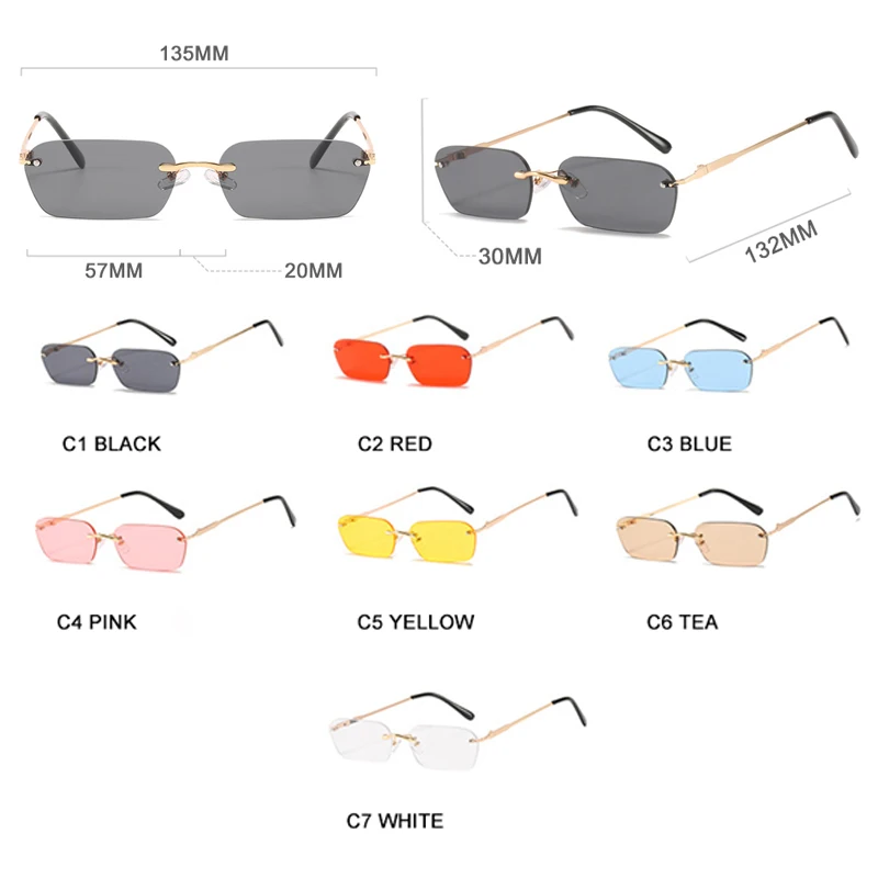 Fashion Rimless Sunglasses Men Women Classic Light Weight Sun Glasses For Male Luxury Rectangle Frameless Eyewear UV400