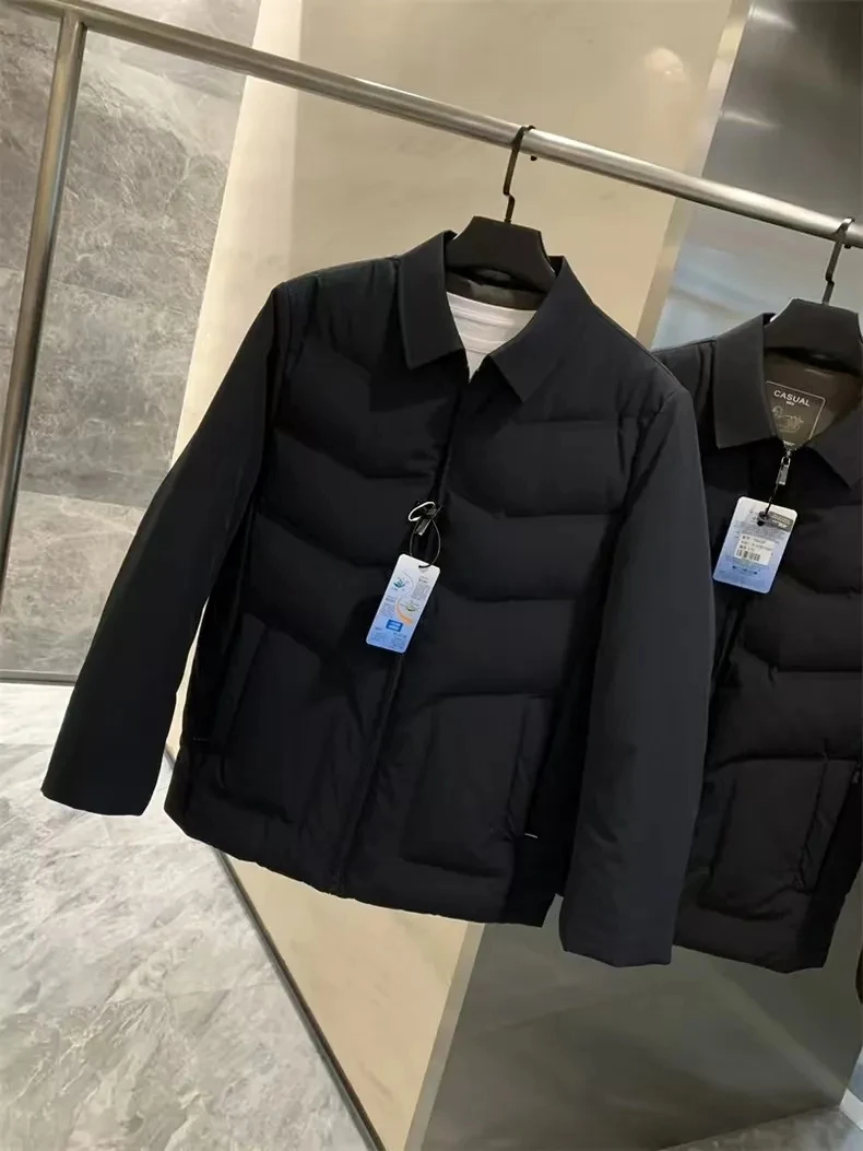 

Мужская зимняя повседневная теплая ветрозащитная куртка-пуховик с воротником-стойкой, из нейлоновой ткани, с длинными рукавами, на молнии, стандартный крой