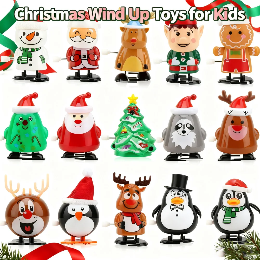 Jouets à remonter de noël pour enfants, remplisseurs de bas de Xma, jouet de chaîne mécanique du père noël, cadeaux de fête de noël, remplissage de sac Goody