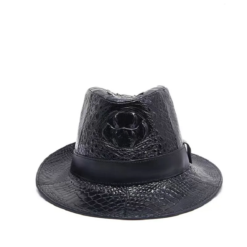 2025 new arrival crocodile skin cap Genuine leather sun hat AL007