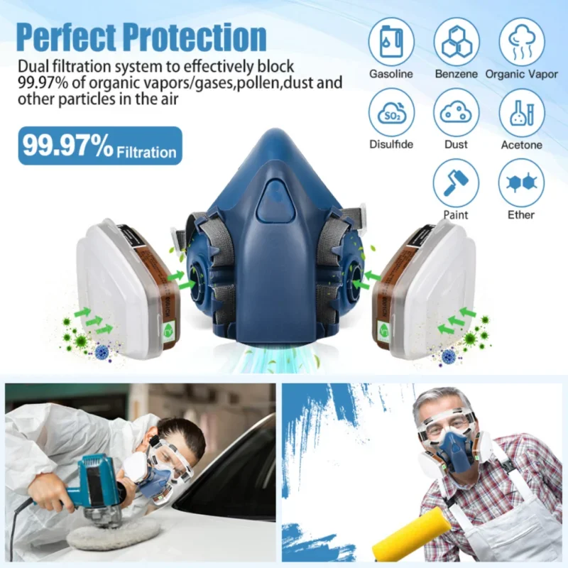 16in1 7502 Respirator Mask Protective Mask Industry Painting Spray Dust Gas Mask With 501 5N11 6001CN Chemcial Half face Mask