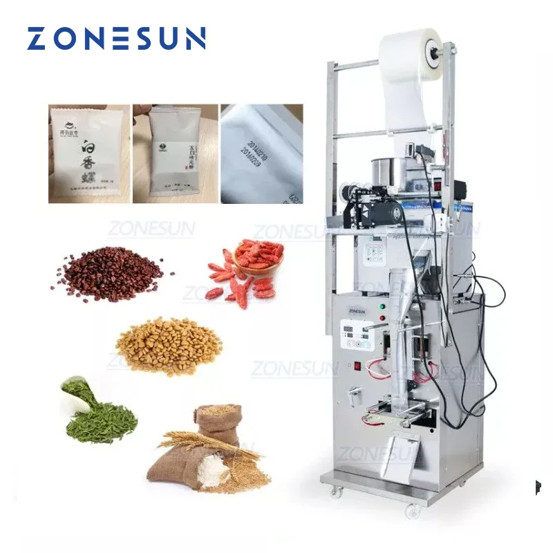 ZONESUN Automatic 2-50G Dry And Massive Power Filling Hardware Nut Automatic Powder Tea Surge Sealing Packing Machine