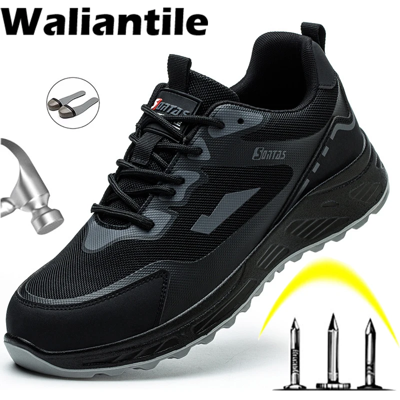 

Waliantile Men Summer Safety Shoes For Anti-smashing Industrial Work Boots Puncture Proof Breathable Indestructible Sneakers Men