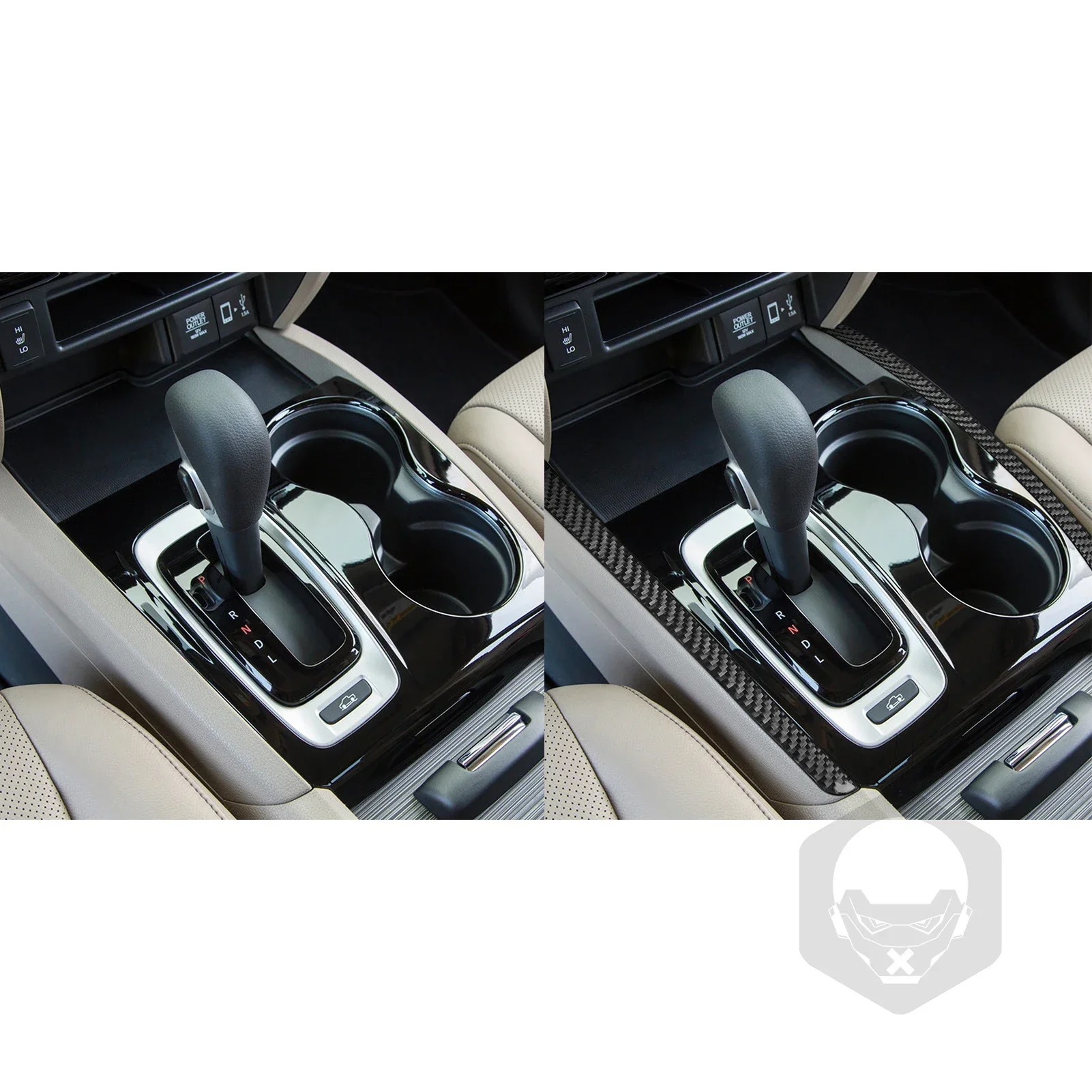 لهوندا ريدجلاين الطيار جواز سفر اكسسوارات السيارات ألياف الكربون والعتاد التحول الجانبين قطاع لوحة الغطاء الداخلي الكسوة تعديل ملصق #5