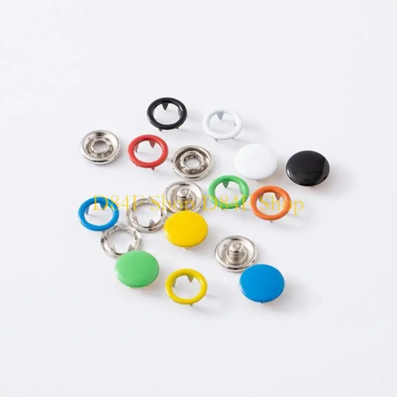 

D84F 200pcs 10 Colors Metal Prong Button Grommets Fasteners with Hand Plier