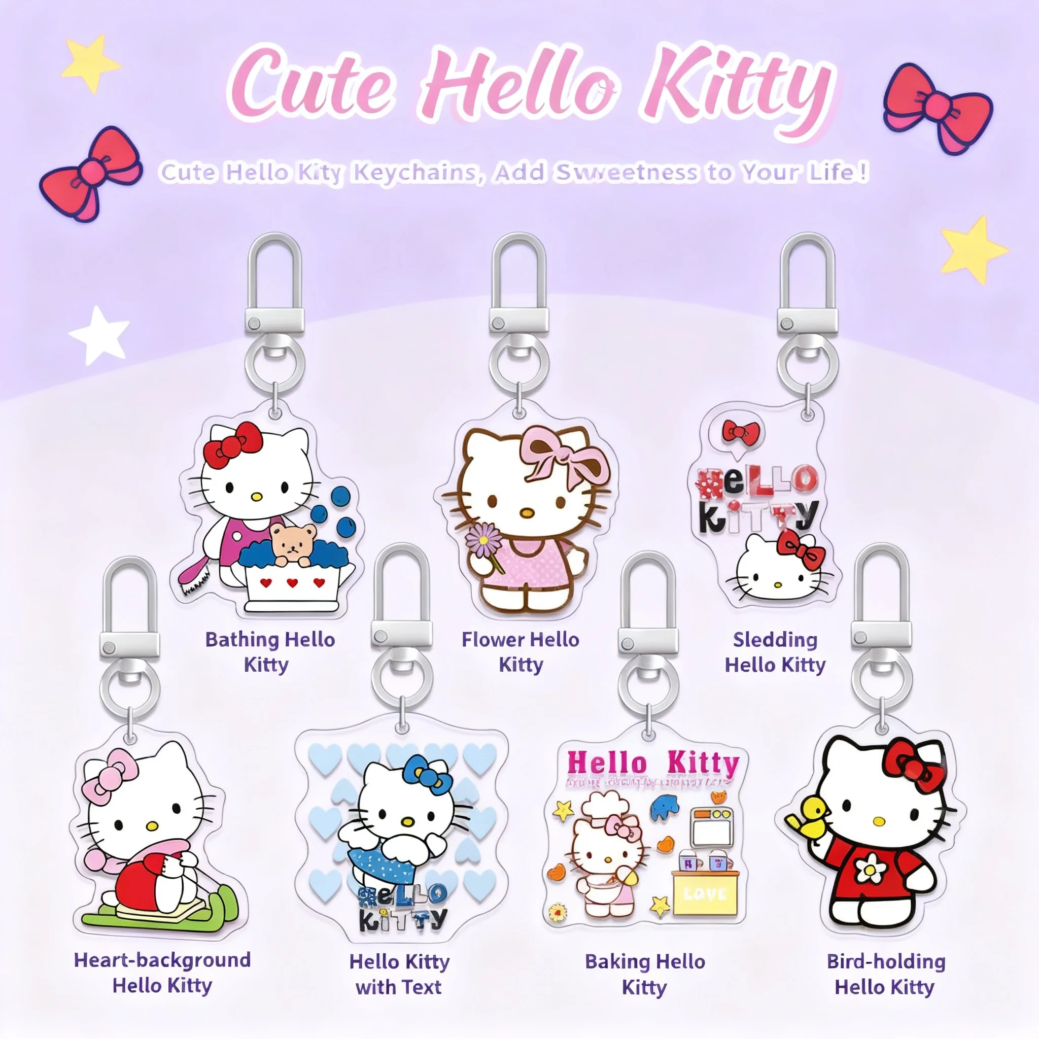 

Мультяшный брелок Sanrio, акриловый кулон с U-образной застежкой, двусторонний, высококачественный, на заказ, дропшиппинг