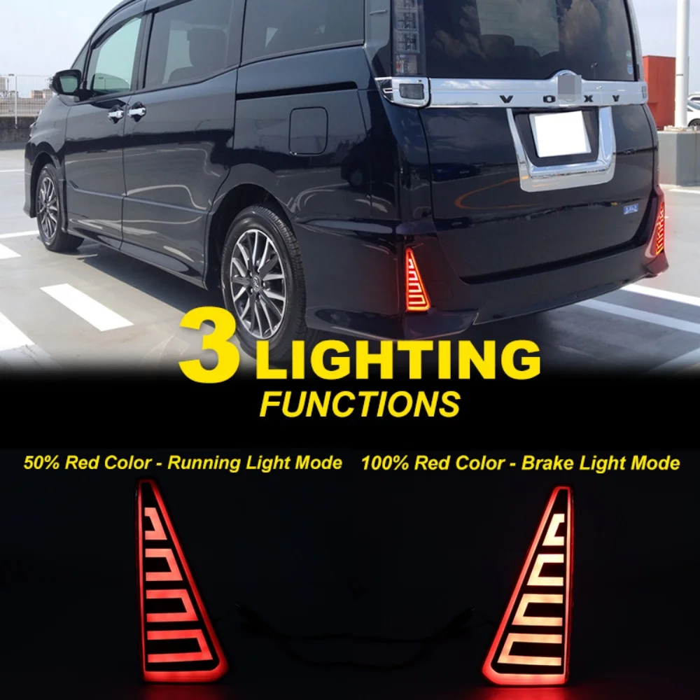 Red LED Rear Bumper Reflector Tail/Brake & Dynamic Turn Signal Lights Rear Fog Lights For Toyota NOAH & VOXY 80 Series 2014-2018 view 3