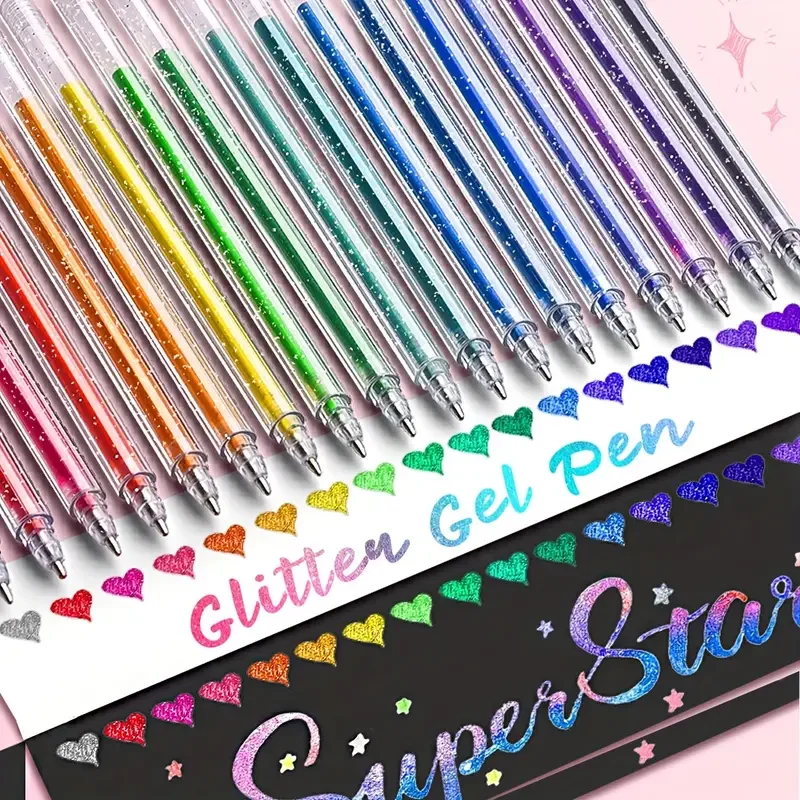Ensemble de stylos à Gel à paillettes, encre métallique à séchage rapide, pointe Fine pour le dessin, gribouillage de livres, marquage artistique avec étui de rangement, 12 à 60 pièces