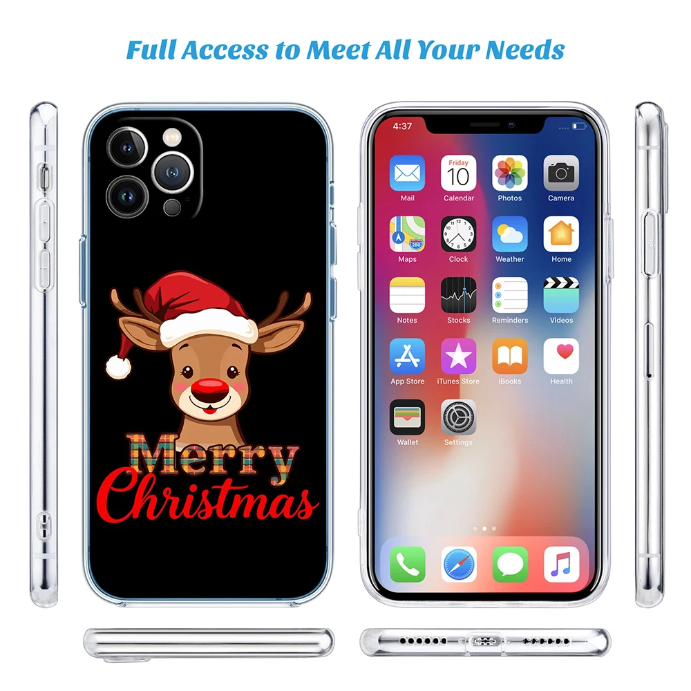 Merry Christmas Deer Gift Transparent Phone Case for Motorola G40 G04 G05 One Ace Action  Fusion Plus Hyper Macro Vision Zoom view 6