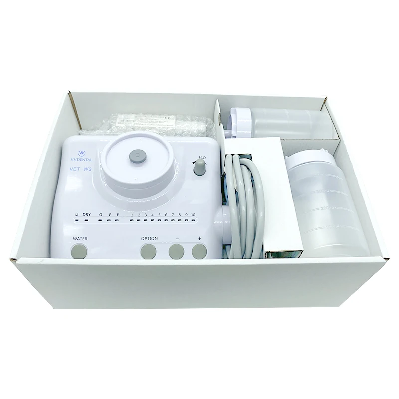 VVDental Ultrasonic Scaler Unit Auto Water Supply and 2*Water Bottle Tools with Detachable Handpiece fit Woodpecker Piezo Scaler