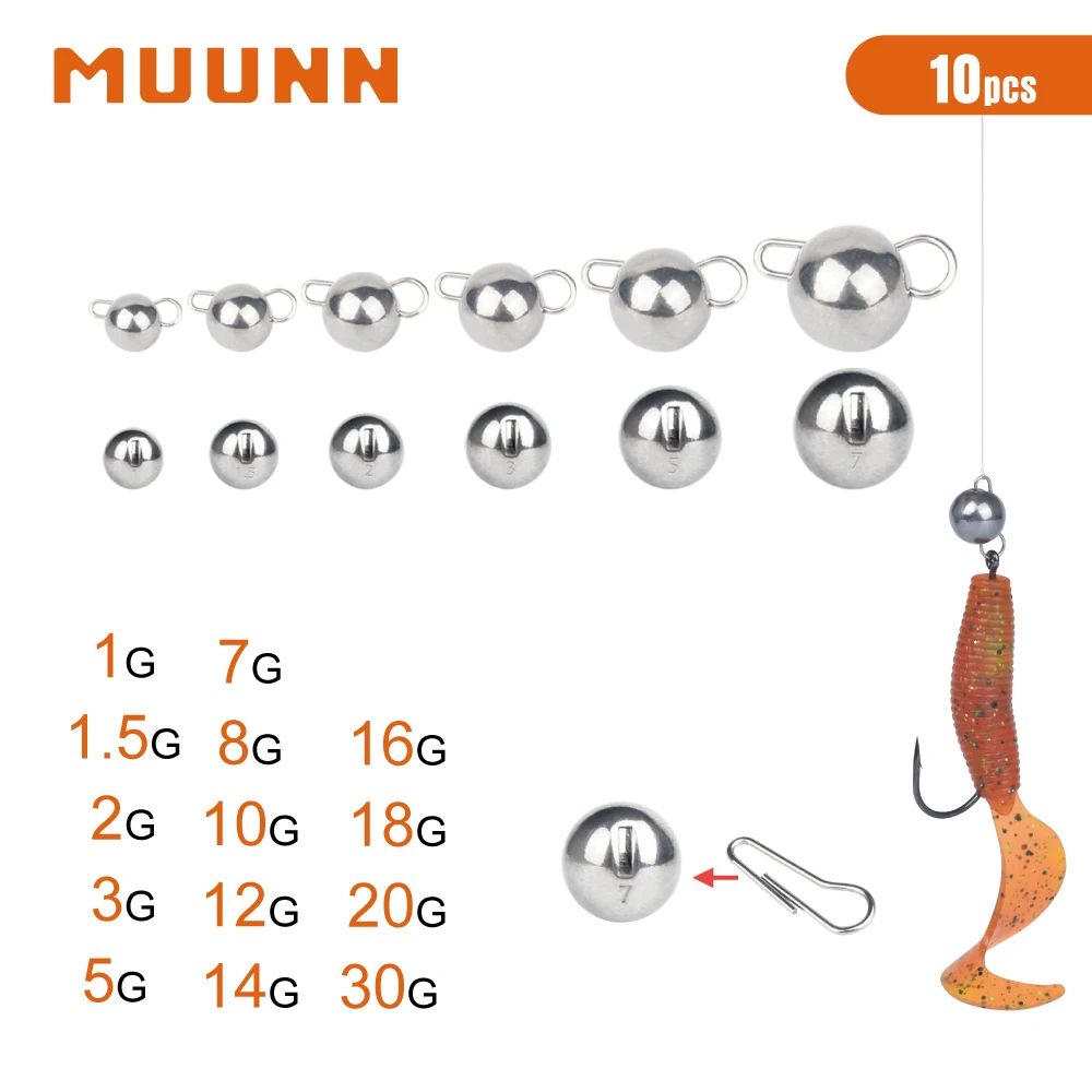 muunn-10-pcs-cheburashka-sinker-peso-de-pesca-texas-free-rig-lead-free-lure-tackle-para-isca-de-verme-macia-bass-bream-crappie-ganchos