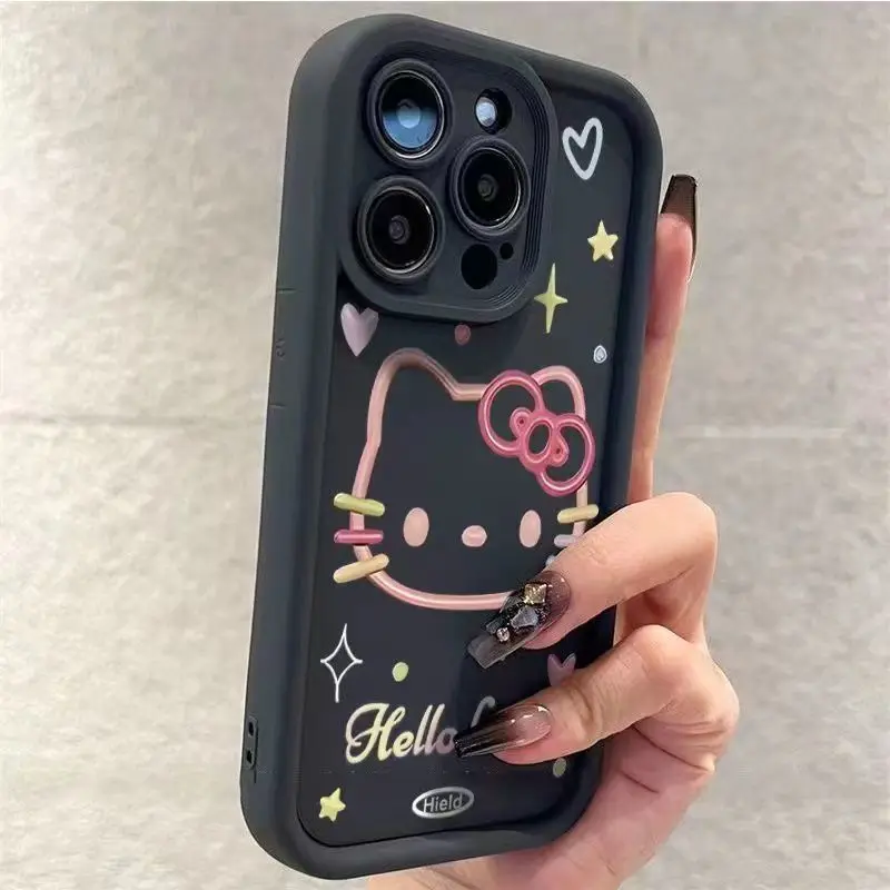 Sanrio Hello Kitty Kuromi Full Screen Kt Bow Phone Case for Iphone 15 14 12 13 11 Pro Max Xr Xs Max 7 8 Plus Mini Y2K Cartoon