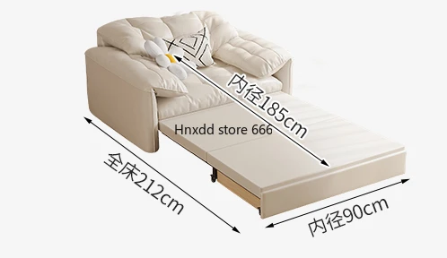 Leather Sofa Dual-Use First Layer Cowhide Living Room Modern Light Luxury Small Apartment Folding Sofa Bed