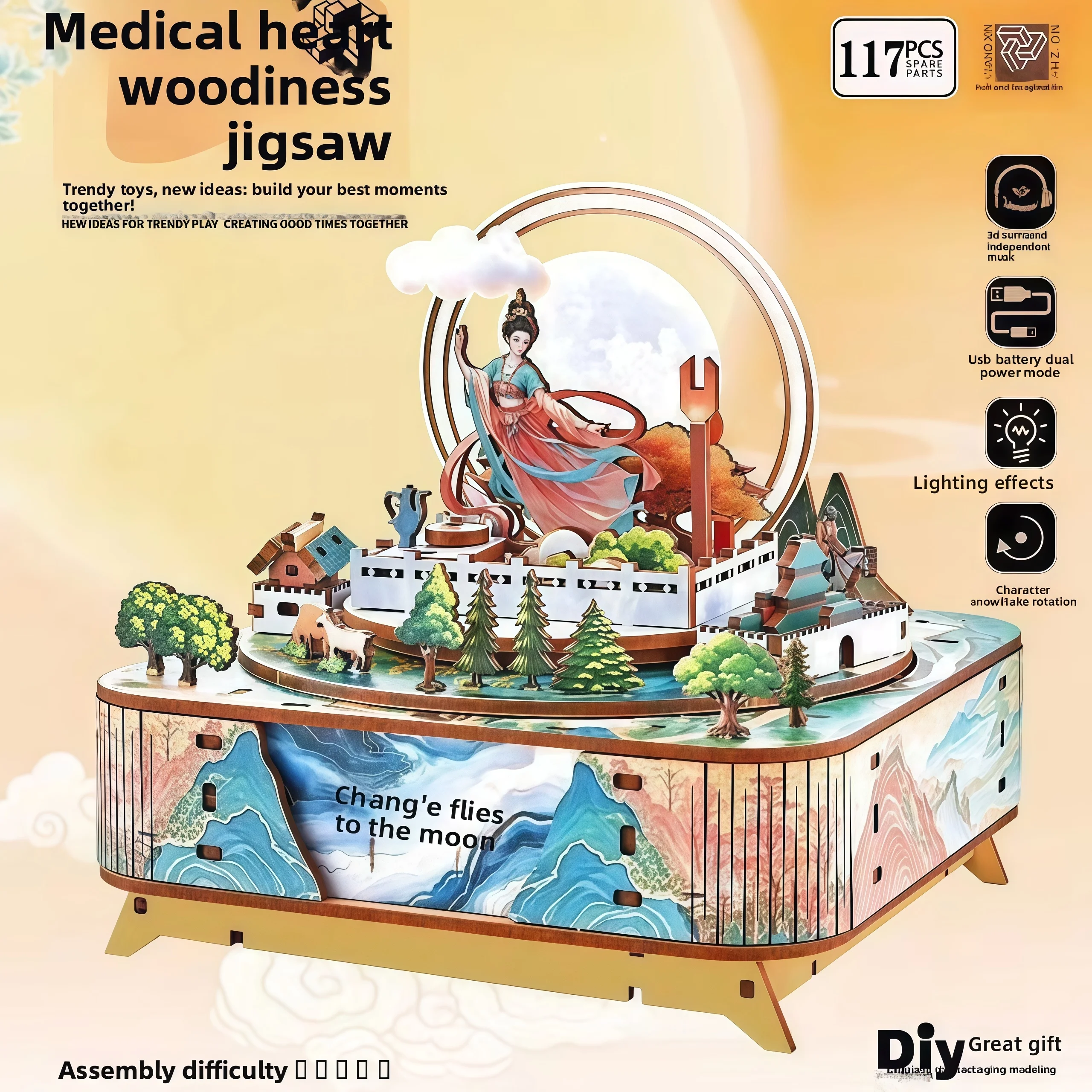 手作りDIY木製ほぞ穴とほぞ接ぎミニチュアシーン3D自立型ハウスモデルギフト