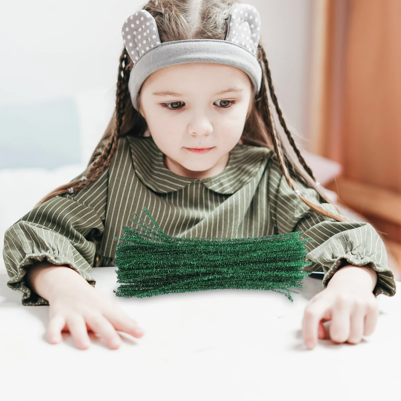 200 bastoncini glitterati steli intrecciati strumenti educativi per immaginazione e creatività dei bambini decorazioni natalizie verde