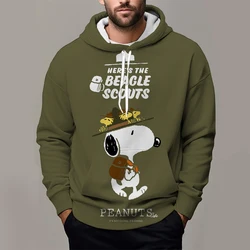 Snoopy Cartoon Printed Men Hoodies Disney Graphics Loose Tops Sweatshirts Male Hip Hop Streetwear Autumn Winter Clothes Kids