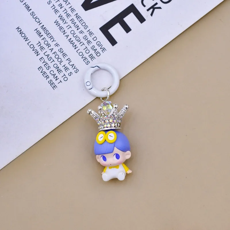 Bubble Cute Lying Sitting Doll Phone Charm High-end Luxury Keychain Pendant DIY Handmade Crown Phone Case Decoration Accessories