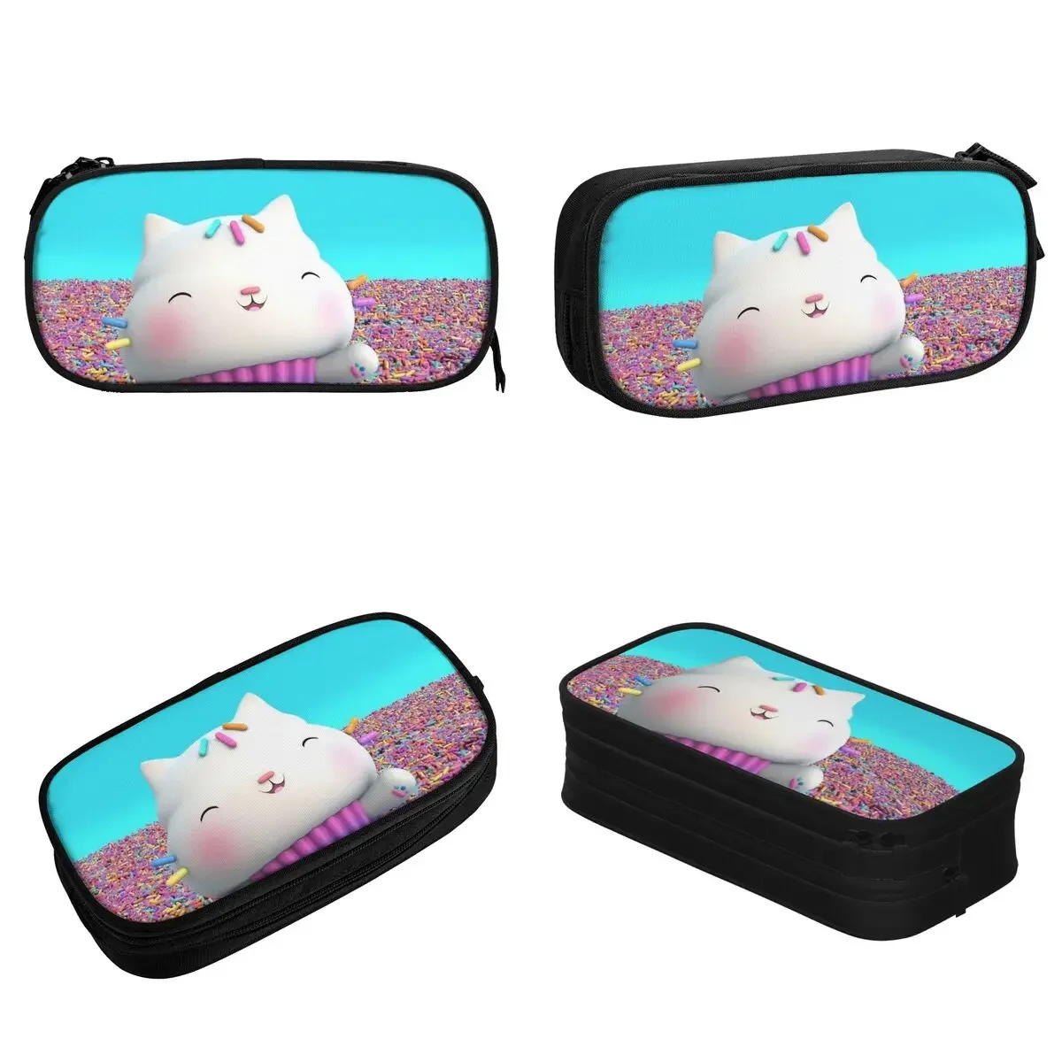 Gabbys casa de bonecas polvilhe festa lápis casos bonito gato caneta caixa sacos menina menino grande capacidade material escolar bolsa cosmética