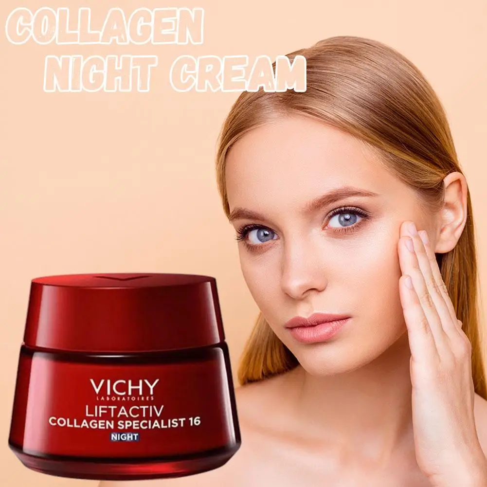 Crema de noche de colágeno Vichy B3, crema de día con protección solar, crema de día de colágeno, reparación profunda nutritiva, crema facial antienvejecimiento, cuidado de la piel