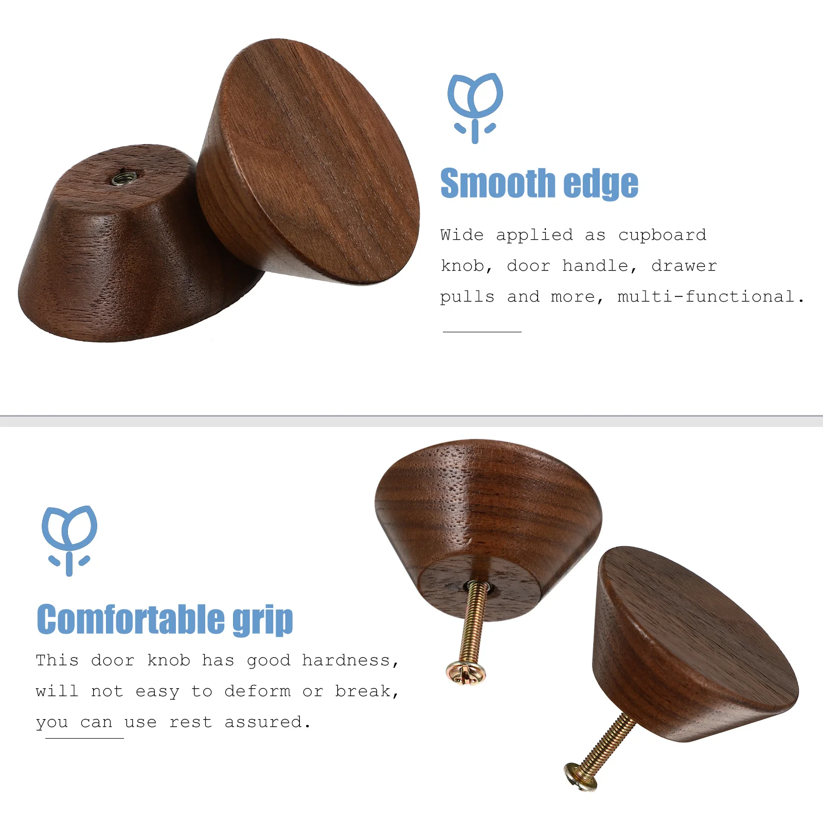 

4Pcs Wooden Cabinet Knobs Drawer Handles for Dresser Cupboard Door Pulls Hardened Rustproof Fit All Furniture Drawer Pulls