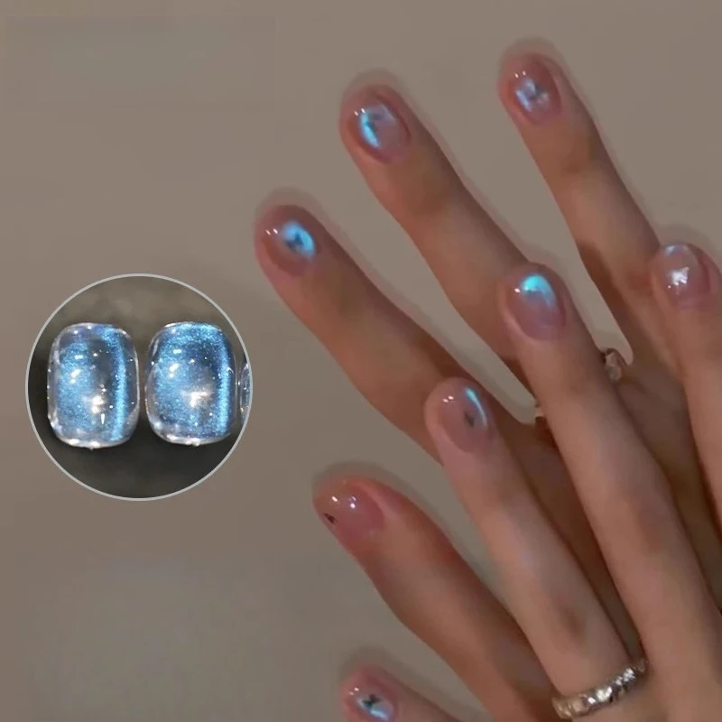 

Blue Tears Cat Eye Nail Art, 3 Colors 1pc/3g Unique Blue Color And Magnetic Powder, Gives A Dreamy, Romantic Feeling