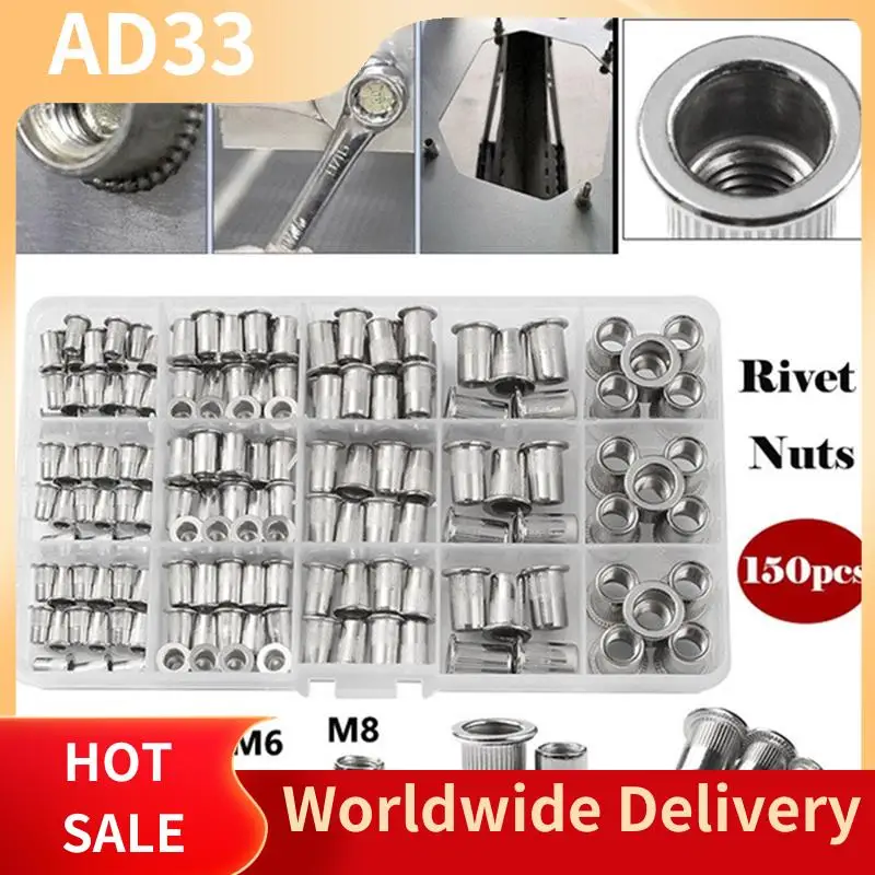 

Top Deals 150PCS Rivet Nuts Plier Mandrel Kit M3/M4/M5/M6/M8 Nut Rivet Mandrels Repairtool Nut Rivet Plier Set With Pliers