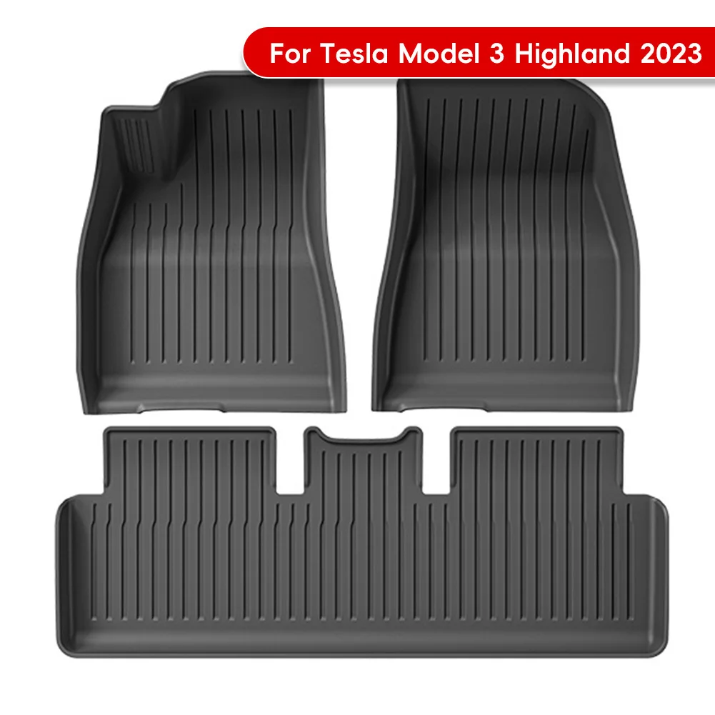 Non-slip Car Floor Mats Four Seasons TPE Special Foot Pad Waterproof Floor Mat Interior Carpet For Tesla Model 3 Highland 2023