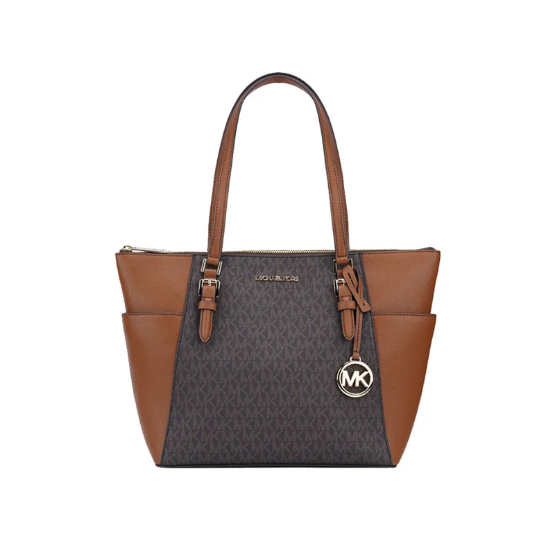 Michael Kors Ole CHARLOTTE Large PVC with leather women's cow leather one-shoulder Tote bag