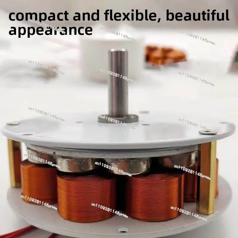 80W-100W Mini Disc Generator Iron Core Generator Strong Magnetic Low Speed Multi-pole Three-phase AC Generator