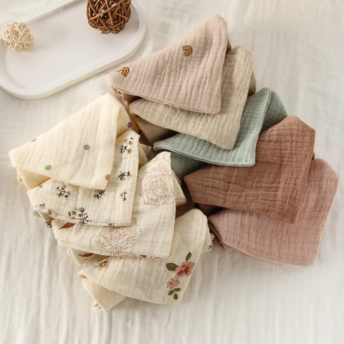 5Pcs Baby Cotton Washcloth Newborn Burp Cloth Square Towels 6-Layer Pure Cotton Soft Absorbent Gauze Cotton Baby Towels