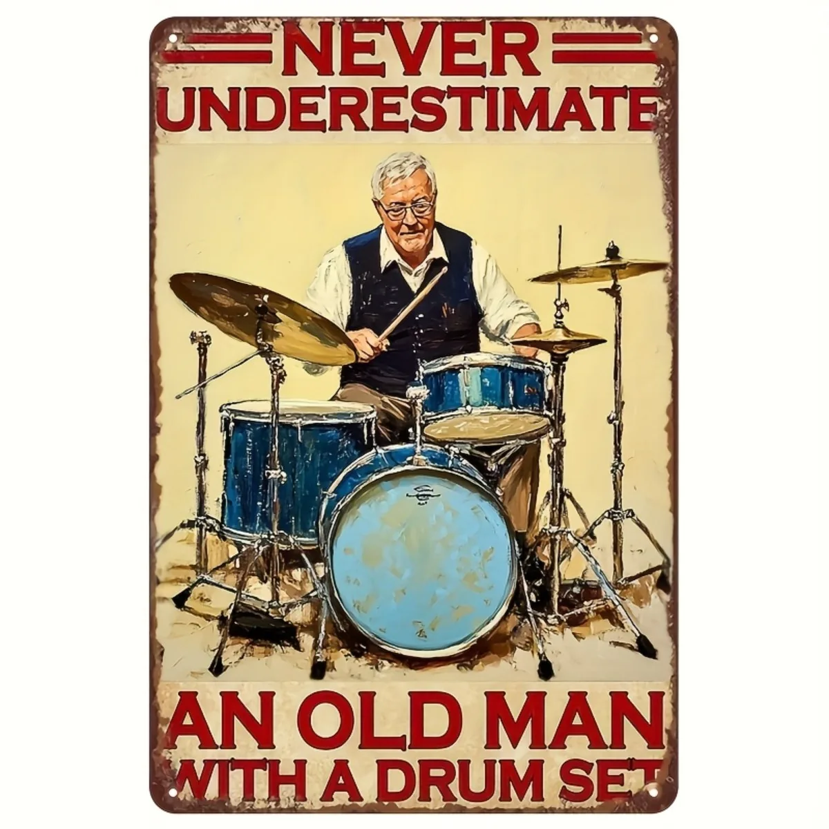 

Vintage-Inspired Retro Drum Set Metal Tin Sign Wall Art Decor for Home, Bar, Garage, Club, Lawn 16x12inch 40x30cm