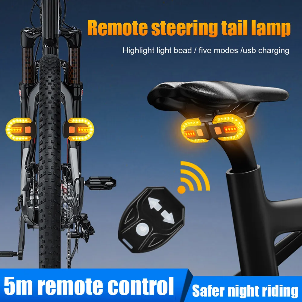 3 in 1 LED Remote Control Turn Signal Taillight Waterproof MTB Bike Rear Lamp