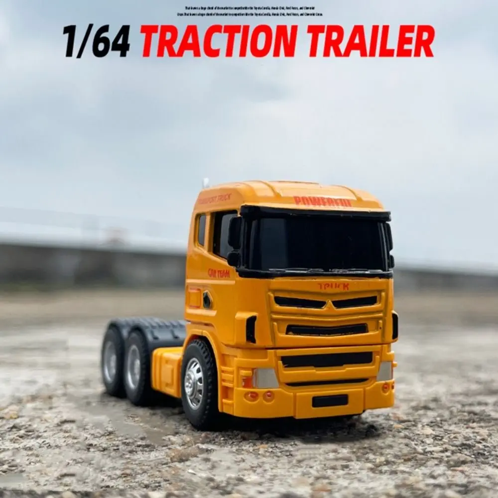 1:64 Scale Truck Cab Model Pull-Back Diecasts Alloy Truck Flat Trailer Educational Miniature Engineering Vehicle Toy Kids Toy