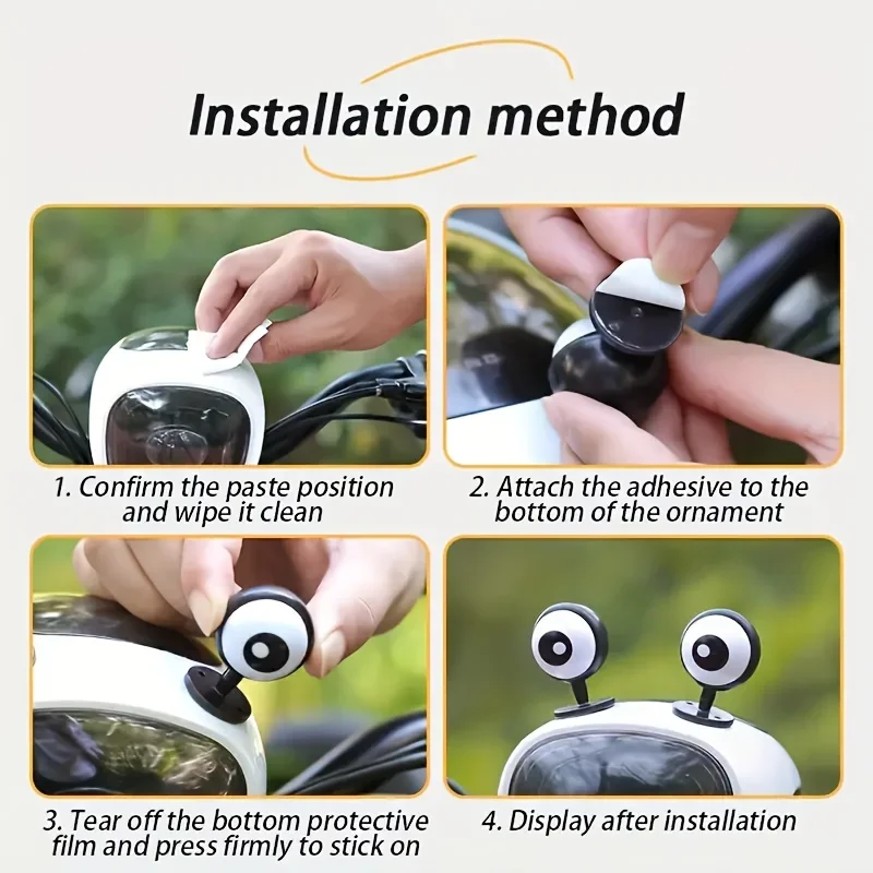 2Pcs Electric Bike Eye Decorations, Playful Motorcycle Additions, Cute Helmet Modification Car Ornaments - view 5