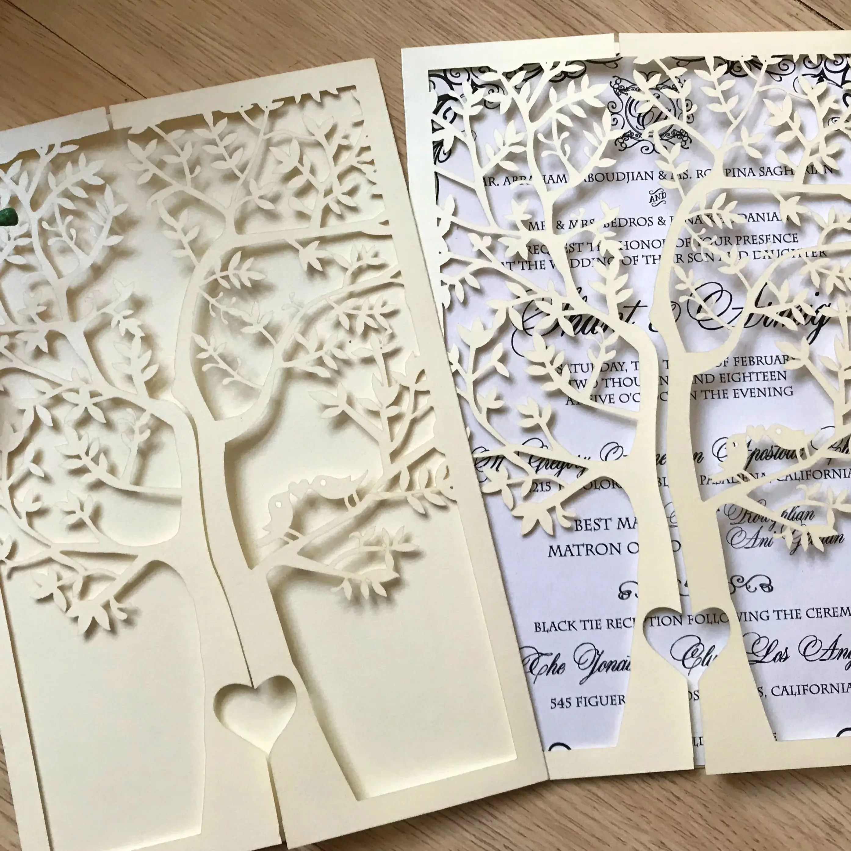 

10pcs Laser Cut Cream Tree Wedding Invitations XV Birthday Greeting Card Event Invite Cover for Party Favor Decoration