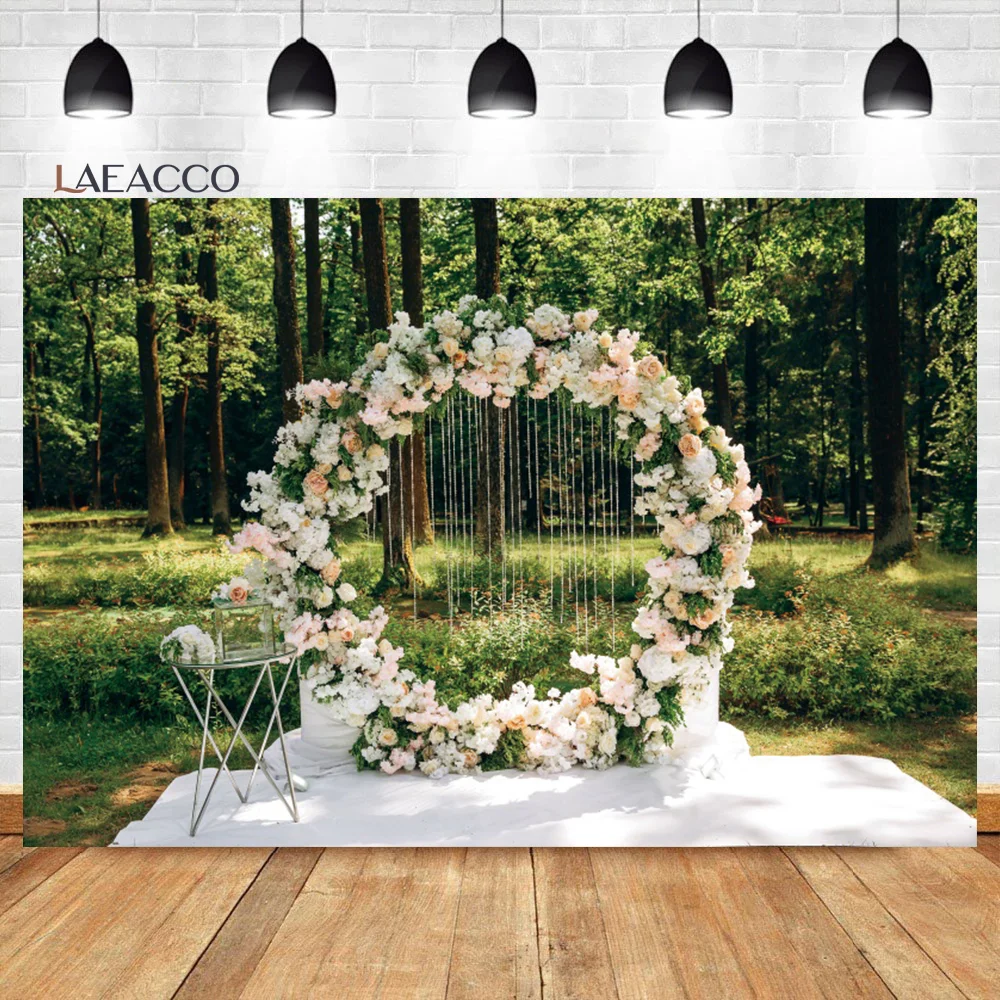 

Laeacco Rustic Style Engagement Ceremony Backdrop Wedding Arch Decor Floral Valentines Day Lover Portrait Photography Background