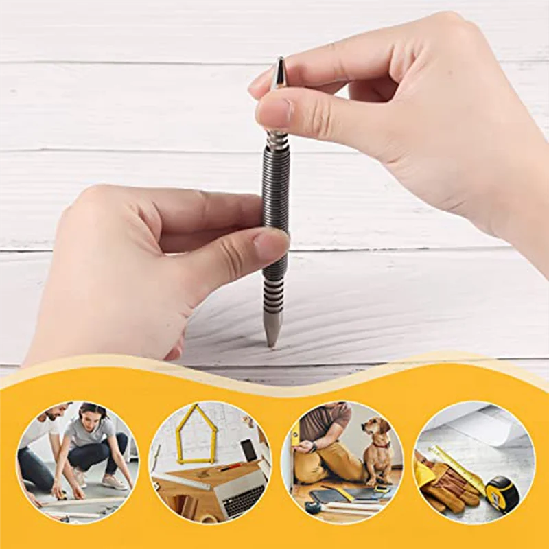 

A20F-2 PCS Dual Head Nail Setters 3/32&1/8Inch Spring Nail Set Hammerless Nail Setter Punch Set