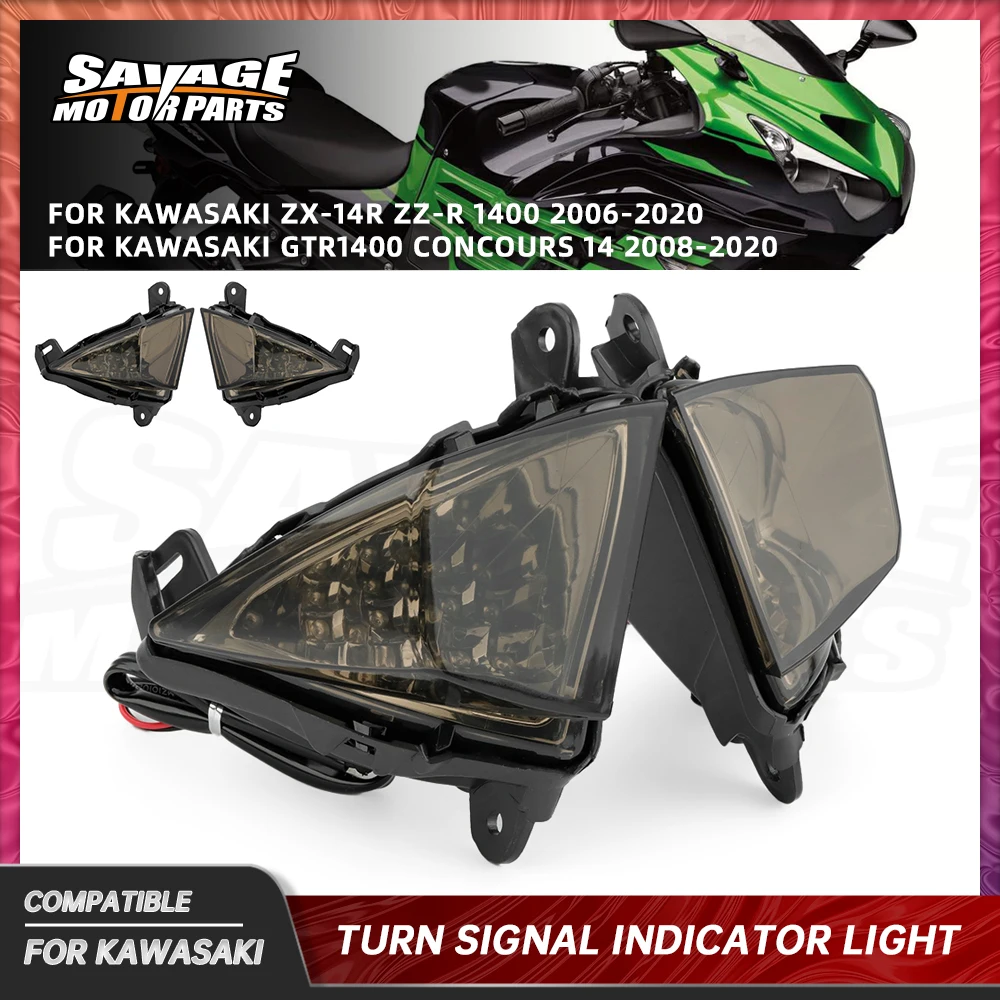 

For KAWASAKI ZX14R ZZR 1400 Front LED Turn Signals CONCOURS 14 ZX 14R 2006-2020 Motorcycle Accessories Indicator Light Flasher