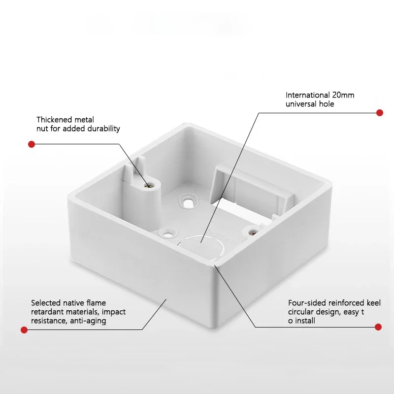 Picture 4: 86 Type Mounting Box Prastic External Mounting Box Standard 86mm*86mm Wall Surface Switch Socket Box Depth 35mm 40mm 52mm