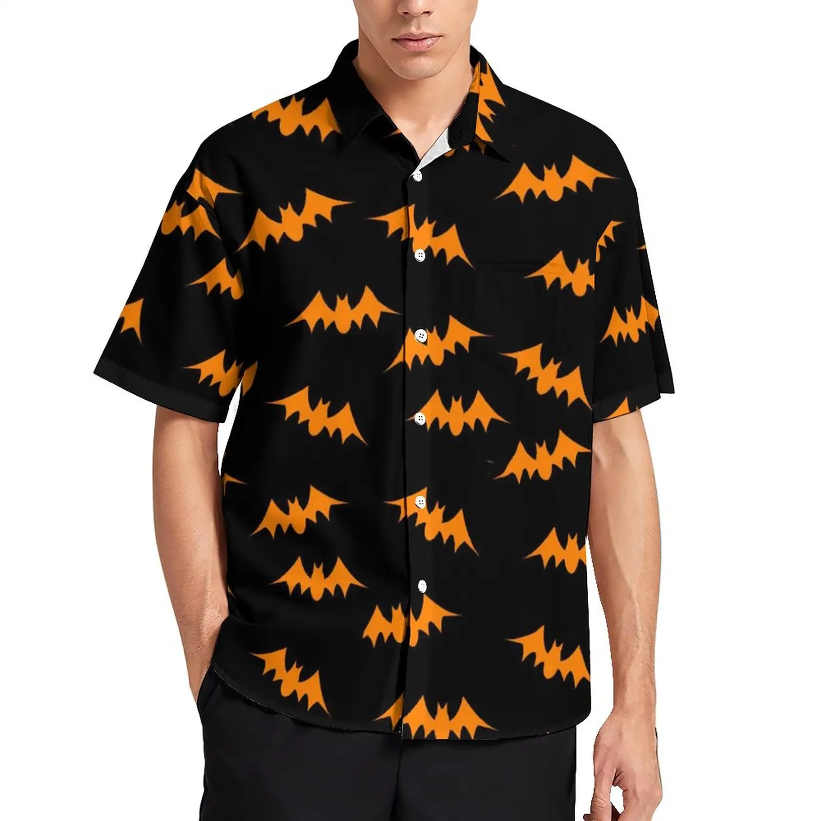 Men\'s Bat Halloween Print Casual Summer Short Sleeves Design Aesthetic Vacation Gift Fashion Y2k Harajuku Luxury Oversize Shirt