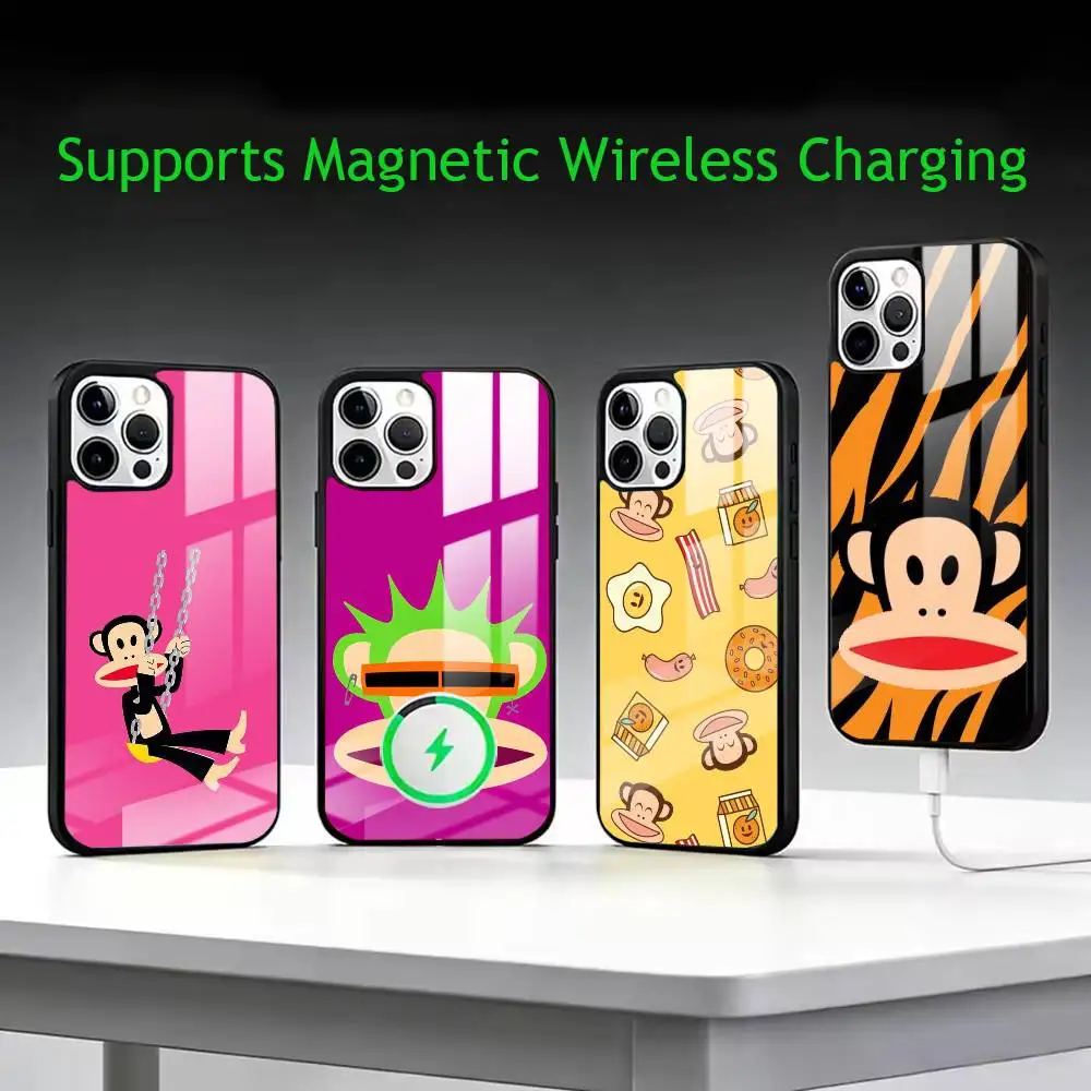 CUTE pauls-frank-s Fashion Luxury Glass Phone Case For iPhone17,16,15,14,13,12,11 Plus,Pro Allows magnetic wireless charging