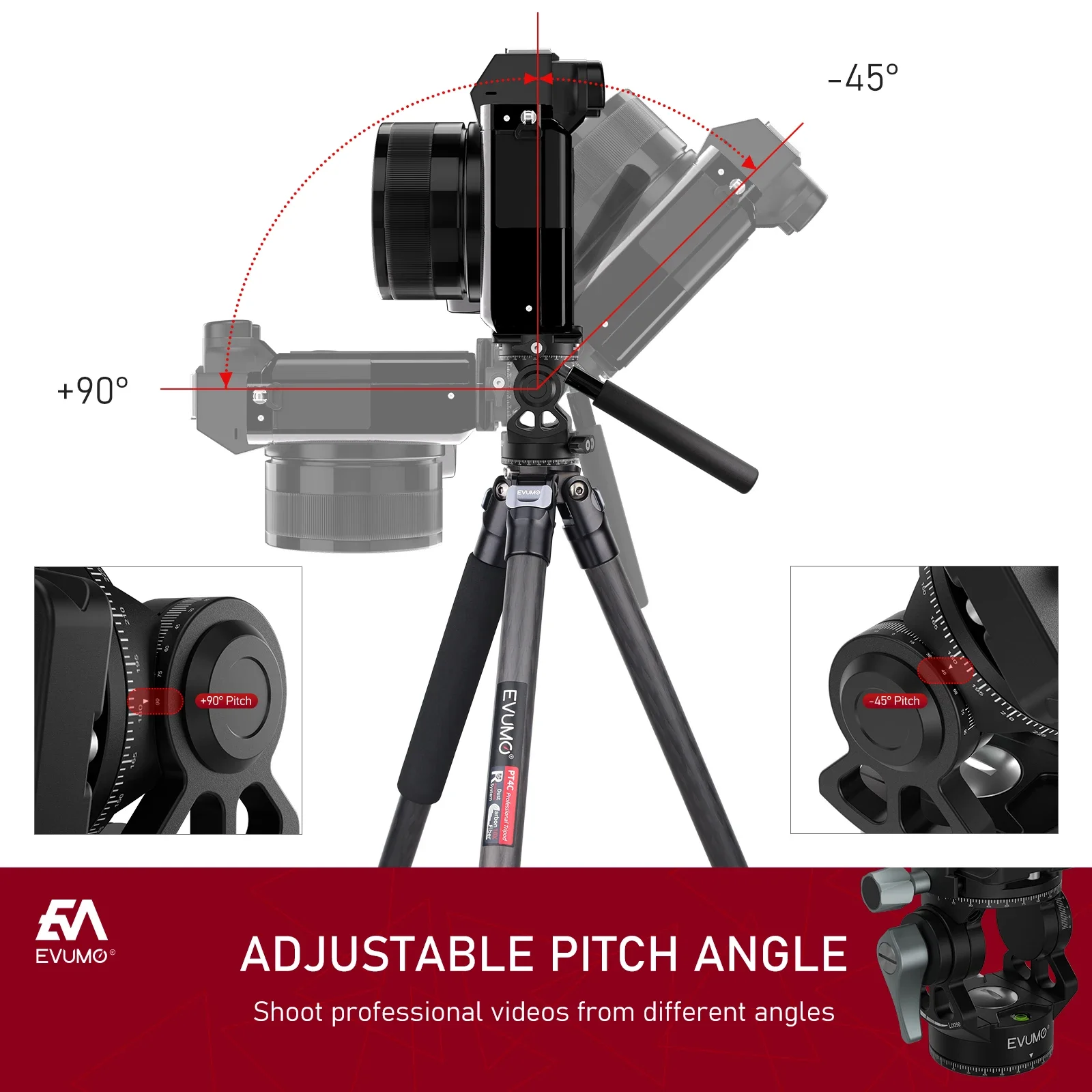 Mini Hollow Hydraulic Head Tripod Tilt Head Camera Video Head with Handle for Tripod Monopod Arca Q.R Plate for Dslr Camera