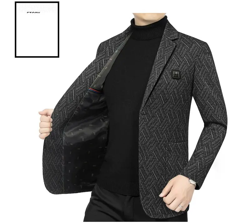 Herren-Blazer Modischer Business-Bankett-Tanz-Sänger-Blazer Gestreifter Figurbetonter Lässiger Trendiger Hochzeits-Bankett-Performance-Blazer – Detail 13