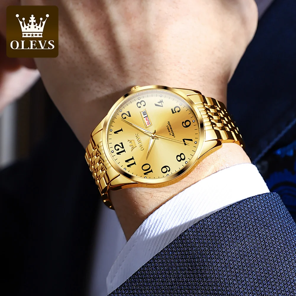 OLEVS Brand Men's Watch Fully Automatic Mechanical Watch Calendar Week Waterproof 6666